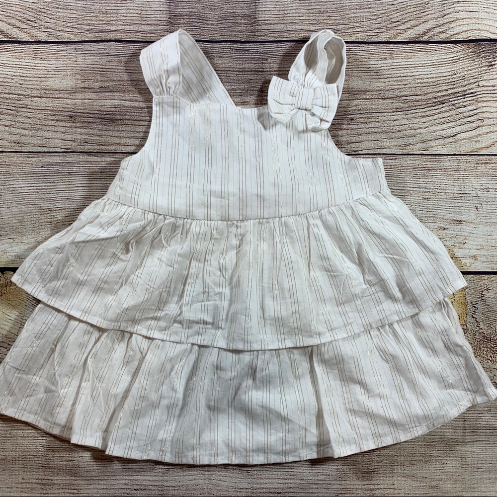 Gymboree white sundress metallic stripe‎ 5T New